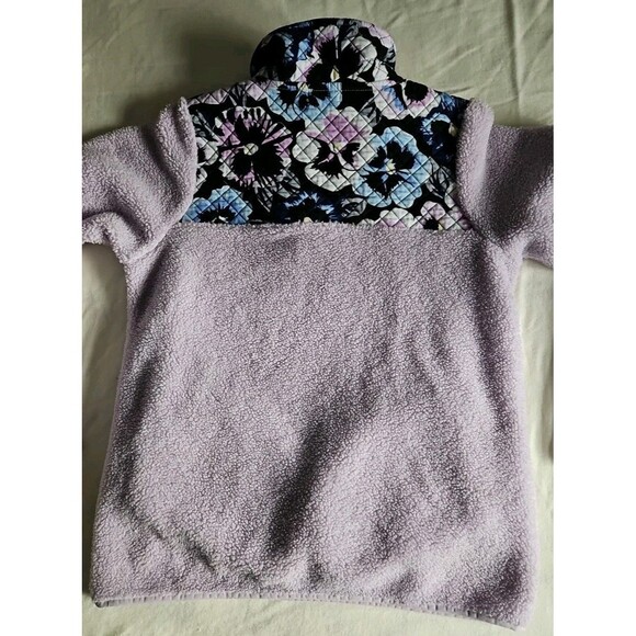 Vera Bradley Plum Pansies Lavender Teddy Fleece 1/4 Zip Pullover Sz Large - Picture 9 of 13